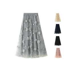 Skirt Spring New High-waisted Long Skirt Mesh Embroidery Half Skirt Tulle