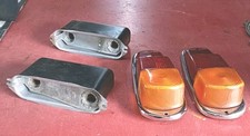  RARE SET OF LUCAS 558 REAR LIGHT BODIES LENSES & RIMS MINI PICKUP  ROVER P4 