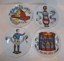 4 Piero Fornasetti Milan Italy AMERICAN 4ins Porcelain Coasters /Small Dishes