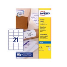 Avery Inkjet (PACK OF 525) Address Labels 21 Per Sheet White J8160-25 *FREE DEL*