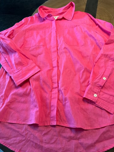 Per pink linen blend button - se,
