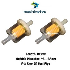 2 x 8mm Inline Diesel Fuel Filter Fits Hyundai Kubota Hatz Toro Universal