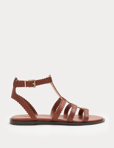 Leather scallop edge flat - m&s,
