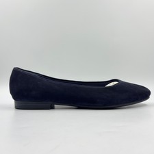 Marks & Spencer Women's Navy Blue Suede Wide Fit Ballet Flat Shoe UK Size 8