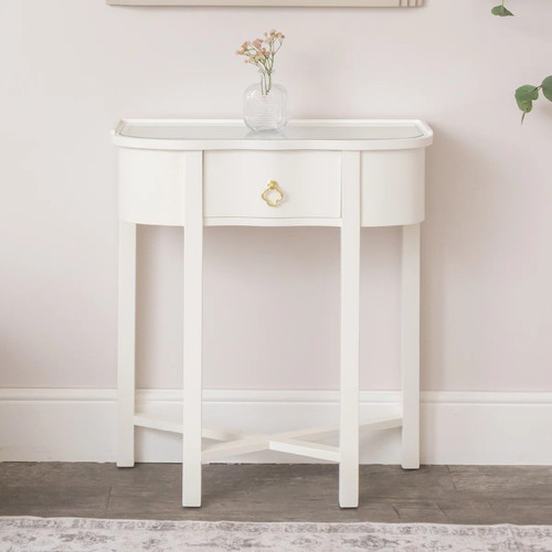 One drawer half moon console - half,