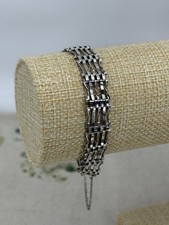 VINTAGE 1980s STERLING SILVER gate link chain bracelet with padlock 11mm 8.5g