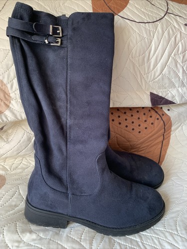 Navy suede boots sued - navy,