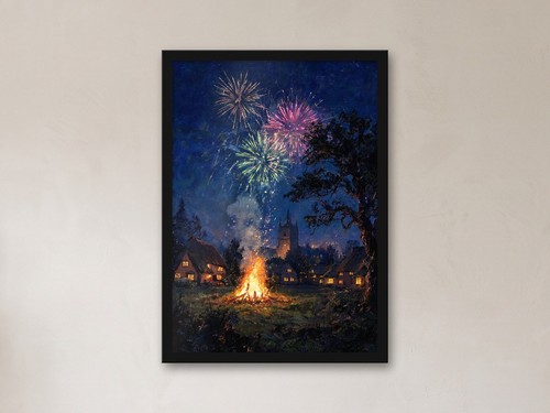 Village bonfire poster - bonfire,