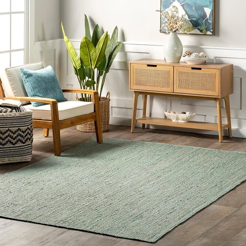 Rug sea green natural jute - natural,