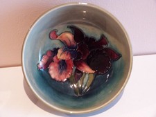 Vintage Moorcroft Bearded Iris Textured Blue Footed Bowl c1970s