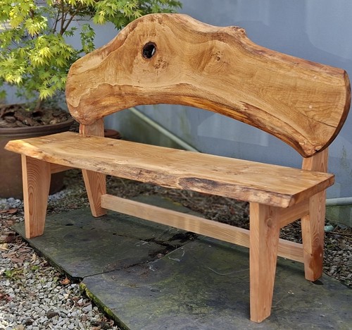 Oak garden bench - unique,, hand