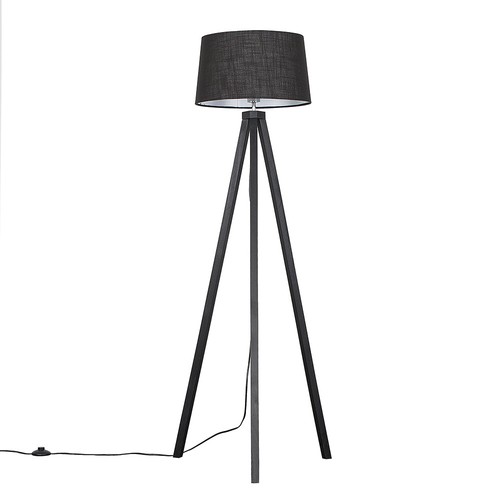 Black wood floor lamp - wood, standard