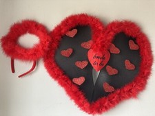 RED FEATHER ANGEL WINGS AND HALO FANCY DRESS BRIDE TO BE HEN NIGHT NAUGHT ANGEL