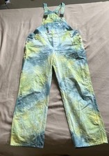 NWOT Dickies Bib Painters Overalls Custom tie dye Blue Yellow Green Women's L