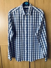 men’s shirt size medium ch 42” blue White check LINCOLN cotton top Christmas 