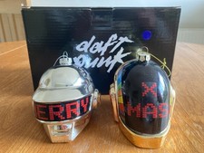 2 DAFT PUNK Glass Helmets MERRY XMAS Christmas Decorations OFFICIAL MERCH Bauble