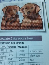 Mini Chocolate Labrador Pet Dog design cross stitch chart only / MD