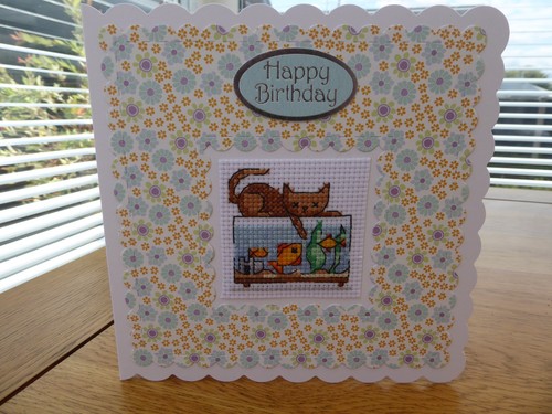 Completed cross stitch card - ,