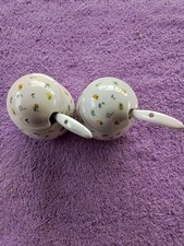 2 CERAMIC PRETTY LIDDED MARMALADE JAM MUSTARD POTS WITH CERAMIC SPOONS