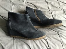 White Stuff,Size 6,blue suede low wedge boots with zip closure.
