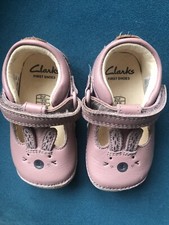 Clarks Cruiser Pre Walker Bunny Pink Riptape Leather Soft Baby Shoes 2.5F