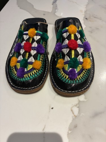 Moroccan leather embroidered - moroccan,