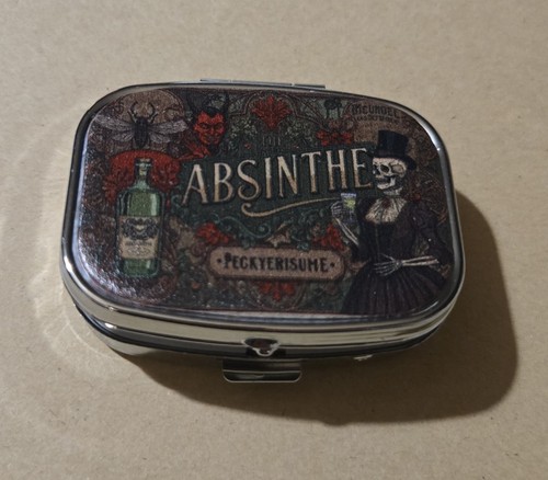 Metal pill box - box, absinthe