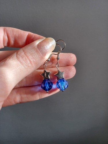 Cobalt blue bead silver - blue, star