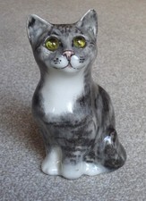 Vintage Hand Painted Ceramic WINSTANLEY CAT Size 1 with Cathedral Glass Eyes