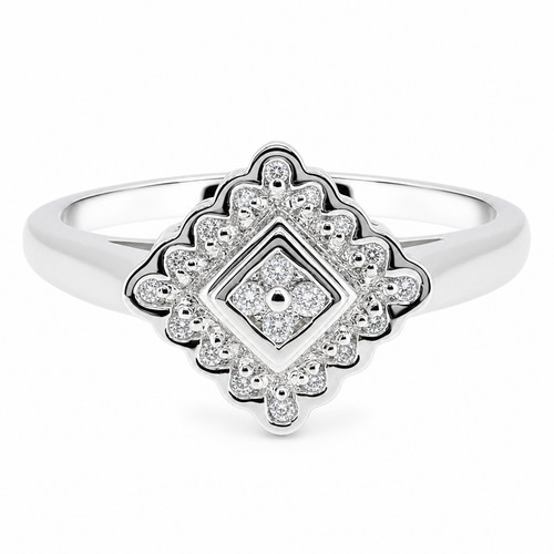 9ct white gold - diamond, cluster