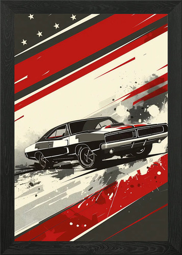 American muscle car framed - american,