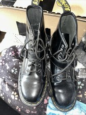 Ladies Doctor Martins Black Leather Boots Size Uk7