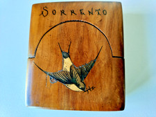 Antique wooden wood pocket watch holder Sorrento ware treen