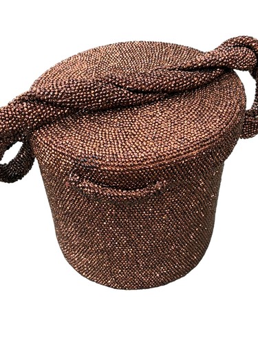 Vintage 1940 bronze beaded - bronze,