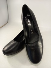 Gabor Comfort Black Leather Slip On Low Heel Court Shoe Size 4.5 G Nearly New