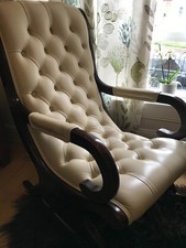 Chesterfield Rocking Chair –Leather & Mahogany Frame