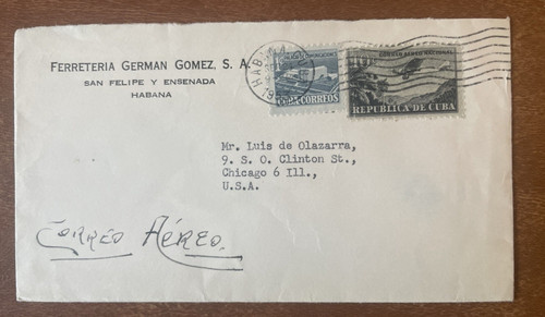 Cuba 1953 airmail commercial - cuba,