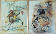 African Art Batik "G Bukenya Bugo" - Framed Prints - Folk / Tribal Modern