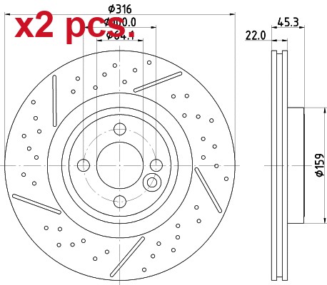 Pcs front brake disc rotos - x2,