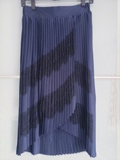 Zara Pleated Midi Skirt NAVY with Black Lace Detail Sz 10 Bnwot