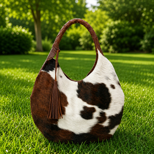 Cowhide leather hobo bag brown - hobo,
