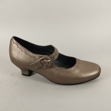 Hotter Mary Jane Shoes Womens 4 Nickel Gold Leather Heels Dance Flapper Wedding