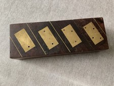 Vintage Dominos In Wooden And Brass Box