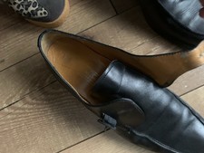 Vintage Marks & Spencer Mens Black Buckled Leather Shoes Size 10.5