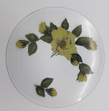 Chance Brothers Yellow Rose Glass Plate With Gilt Edges Mid Century 24.5cm