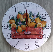 Inspirational Wall Clock 30cm Yellow Lemons & Crate, Kitchen Clock, Lounge Clock