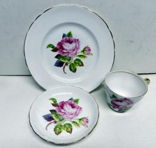 ROYAL TUSCAN WEDGWOOD GROUP TRIO CUP&SAUCER DESSERT PLATE GORGEOUS PINK ROSE