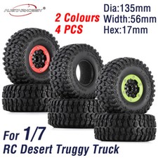 4x Short Course Truck Tires & wheels 17mm Hex for RC 1/7 Desert Truggy Truck