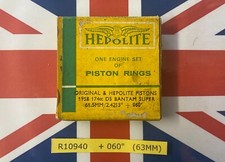 HEPOLITE BSA BANTAM D5 D7 SUPER PISTON RING SET OF TWO (2) 060" OVERSIZE (63MM)