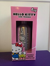 New Hello Kitty & Friends Metal Doodle Water Bottle Set - Surprise Gift Bag